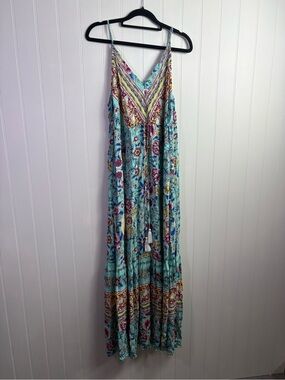 Rusttydustty Boho Floral Maxi Dress XL Festival Cottagecore Paisley Summer